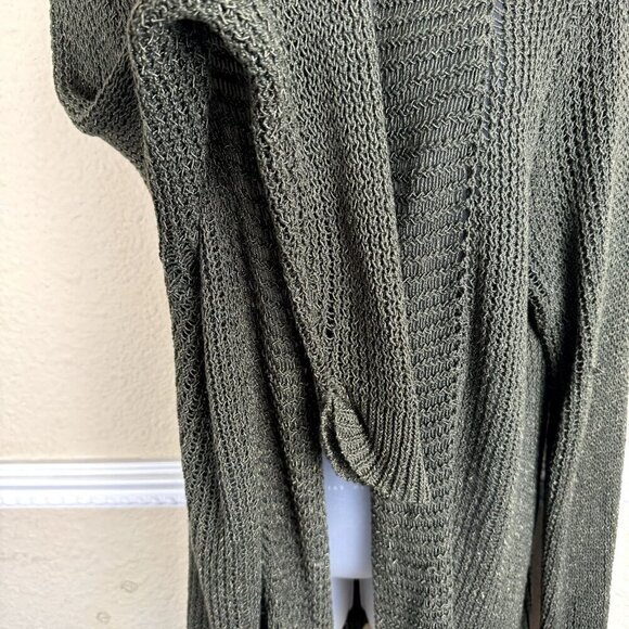 Dressbarn Woman 3X Dark Green Loose Knit Cardigan Cottage Core Comfy Grunge - Picture 3 of 7